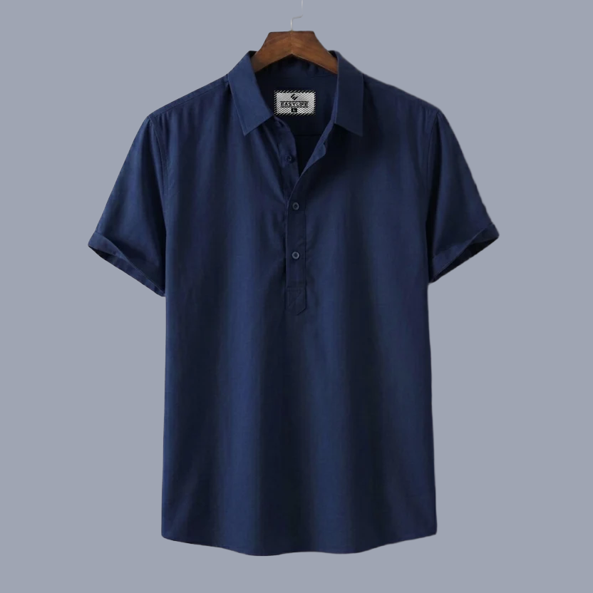 Premium Half Sleeve Cotton Katua - Navy Blue
