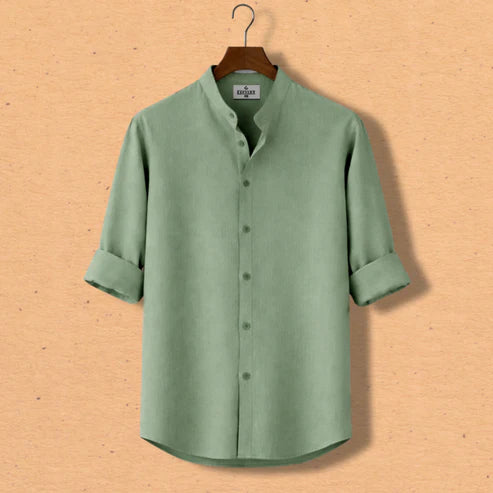Zafran Band Collar Shirt - Lemon