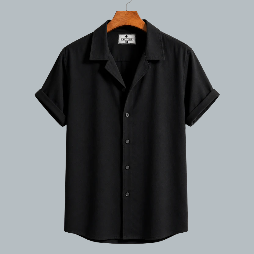 Cuban Half Sleeve Shirt -Black
