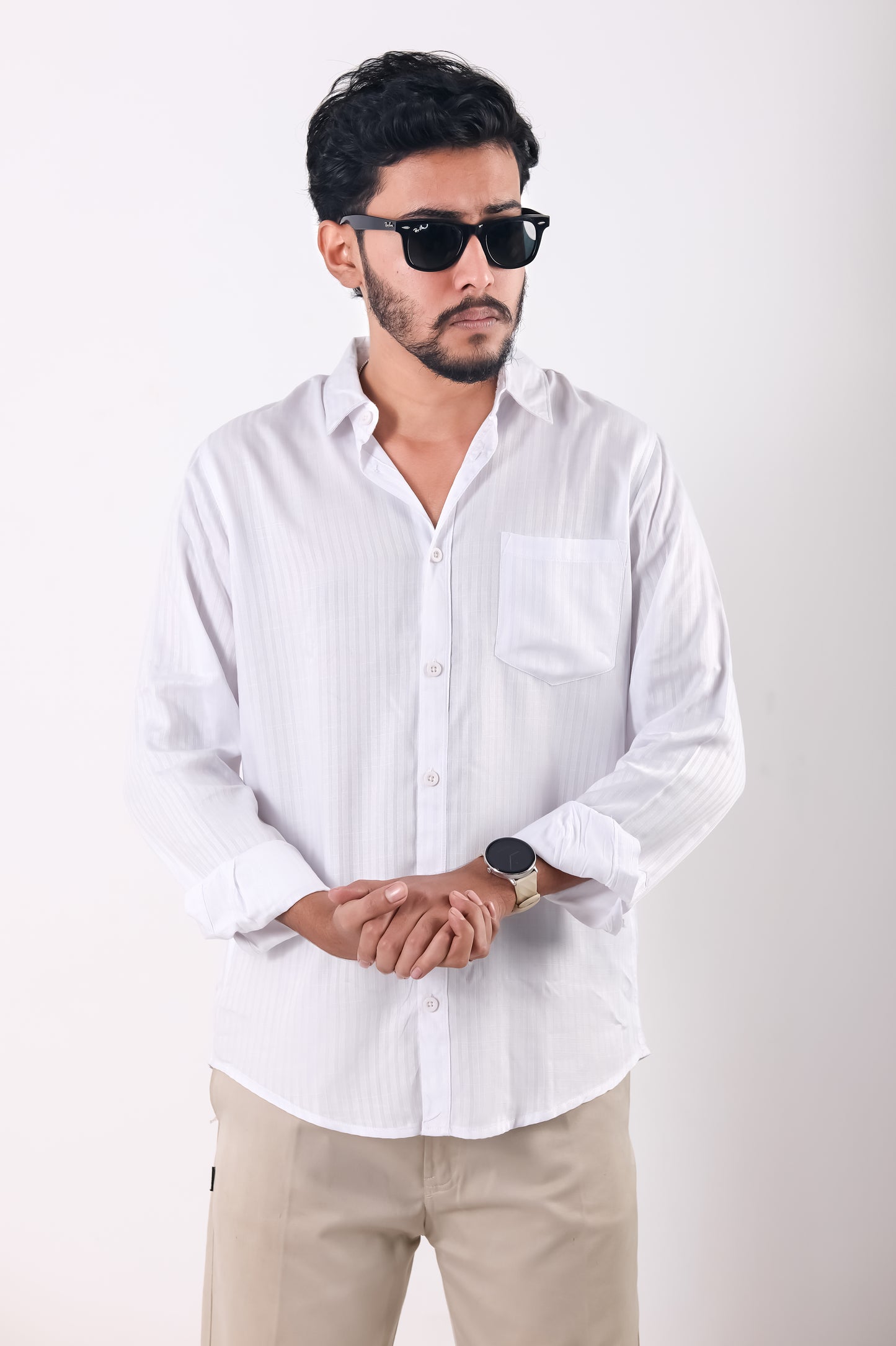 Fine Cotton Stripe Shirt – White