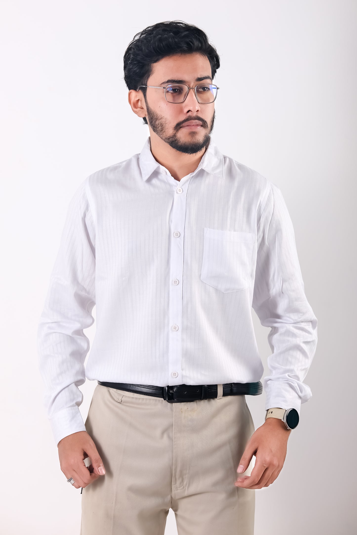 Fine Cotton Stripe Shirt – White