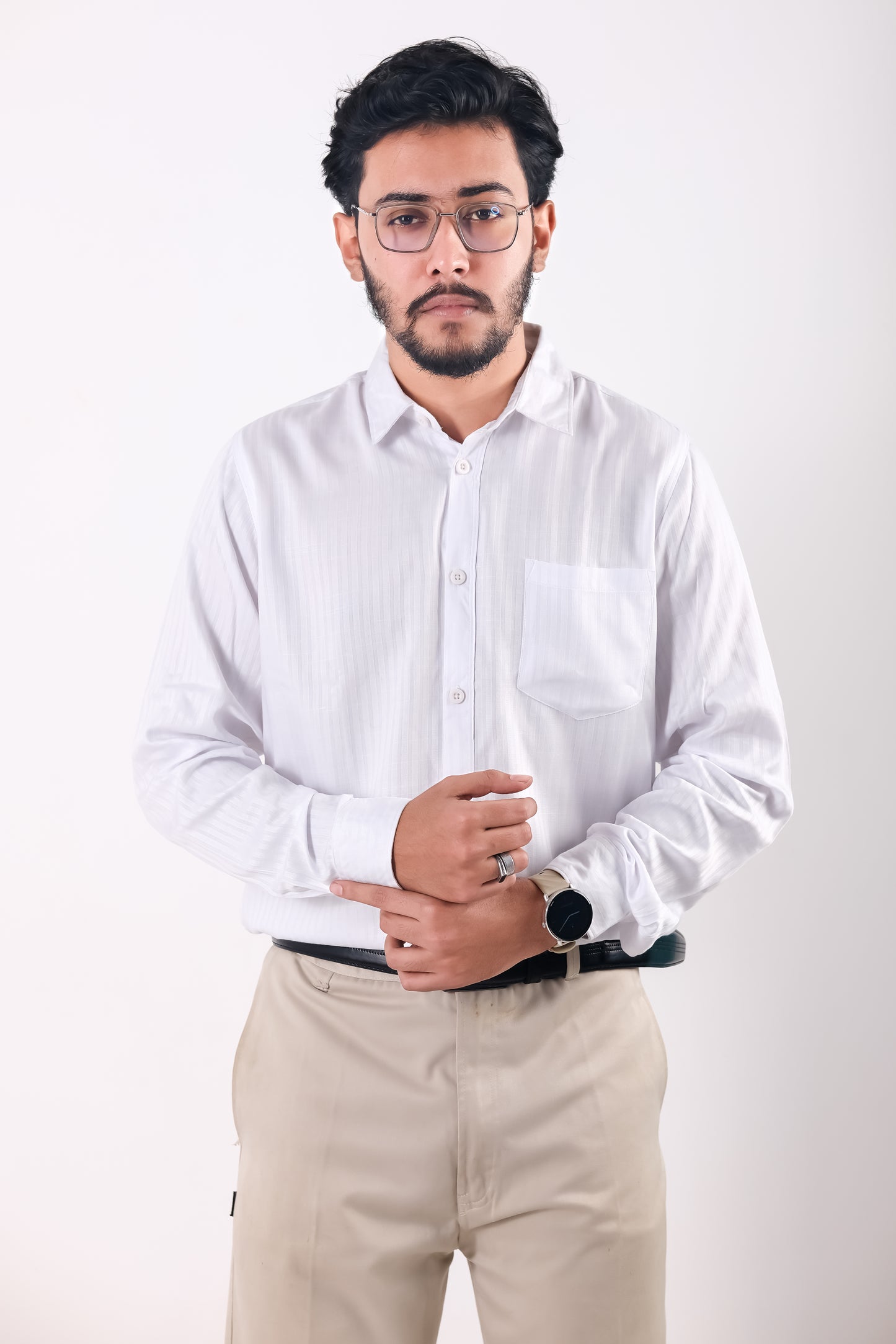 Fine Cotton Stripe Shirt – White