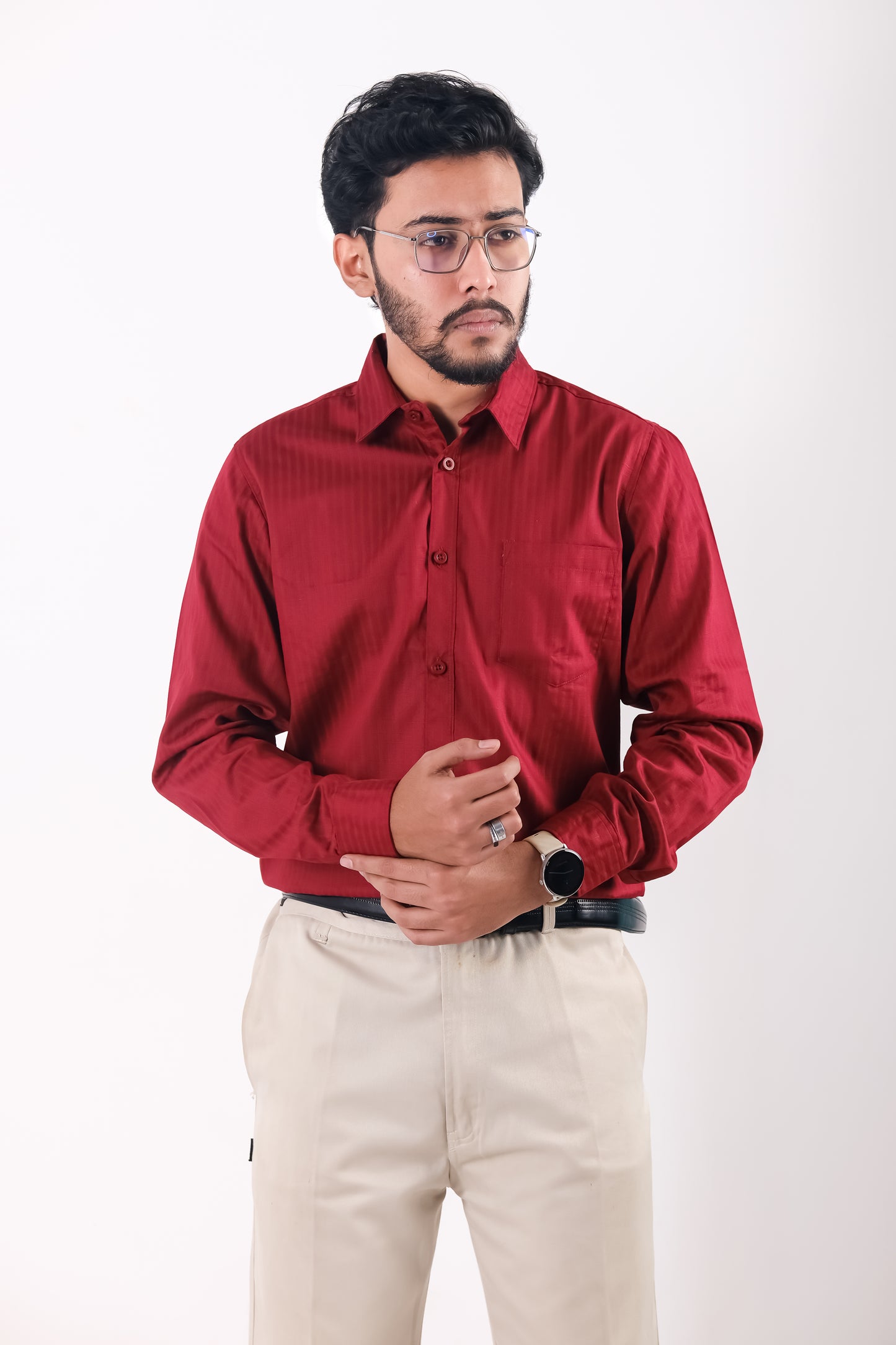 Fine Cotton Stripe Shirt – Red Marron