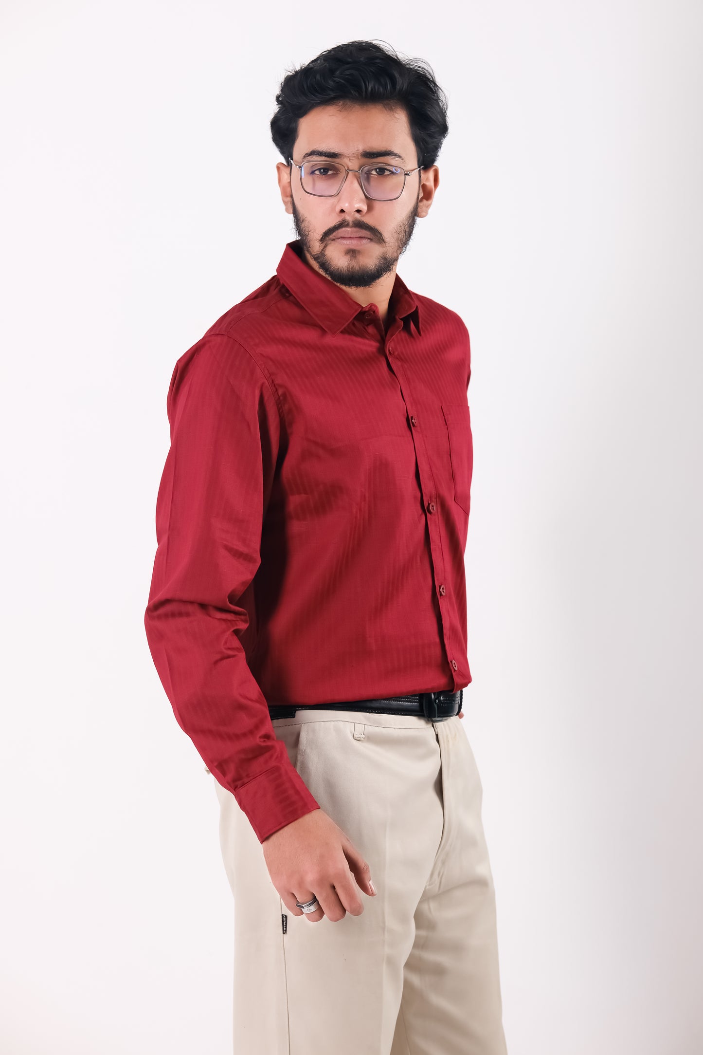 Fine Cotton Stripe Shirt – Red Marron