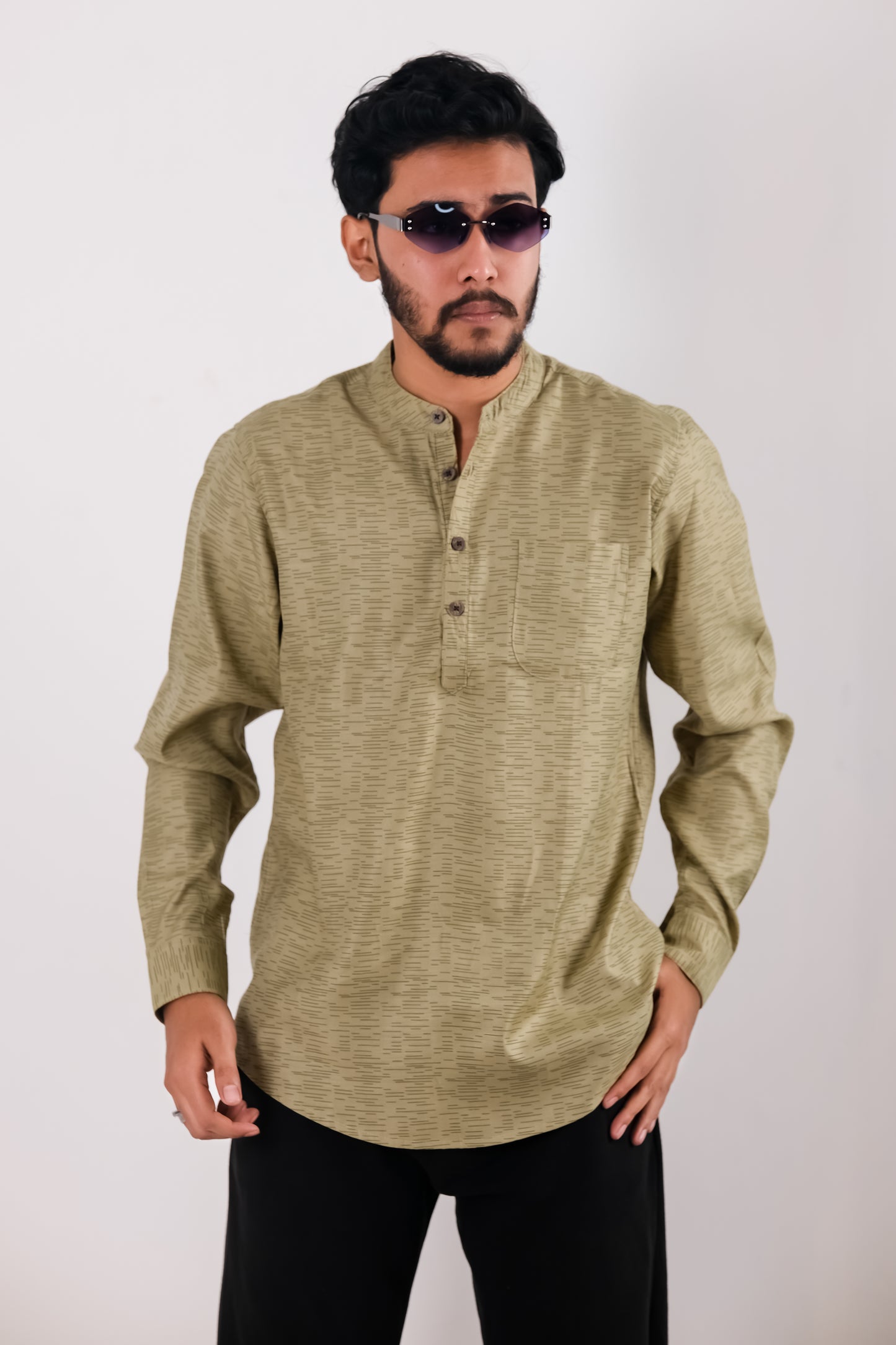Remi Cotton Katua - Olive Green Textured