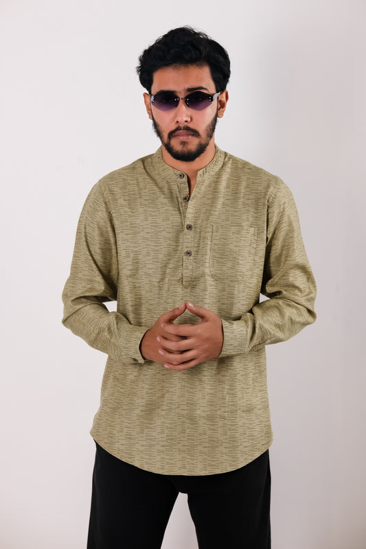 Remi Cotton Katua - Olive Green Textured