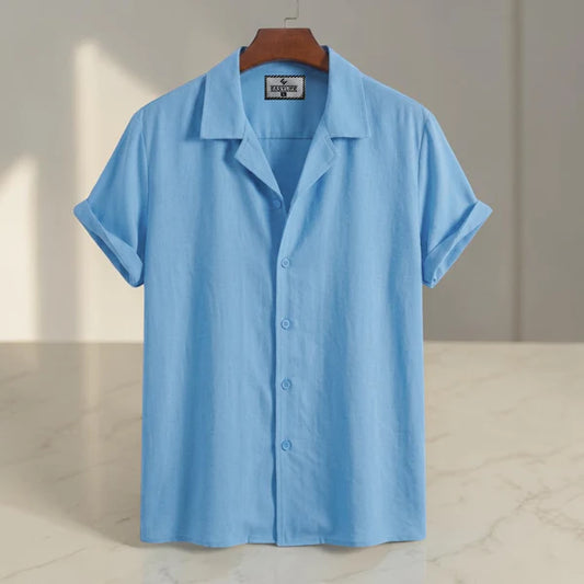 Cuban Half Sleeve Shirt -Sky Blue