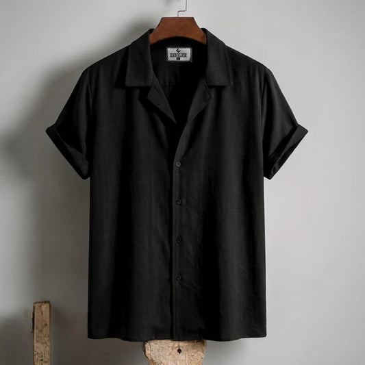 Cuban Half Sleeve Shirt -Black