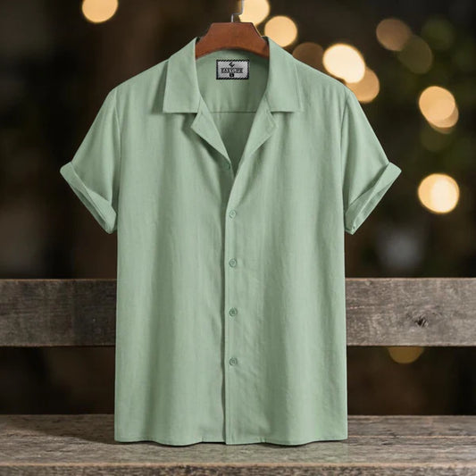 Cuban Half Sleeve Shirt -Sage Green