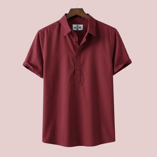 Premium Half Sleeve Cotton Katua - Men's Maroon