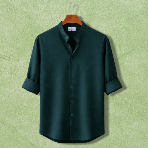 Zafran Band Collar Shirt - Teal