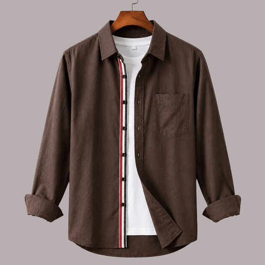 Contrast Placket Full Sleeve Shirt - Chocolate