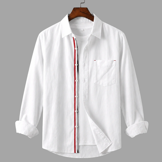 Contrast Placket Full Sleeve Shirt - White