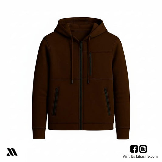 Men's Arms Full Zip Hooded Jacket-Black