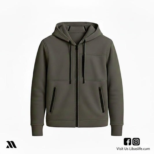 Men's Arms Full Zip Hooded Jacket-Ash