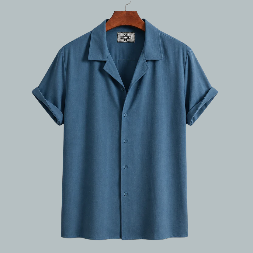 Cuban Half Sleeve Shirt - Steel Blue