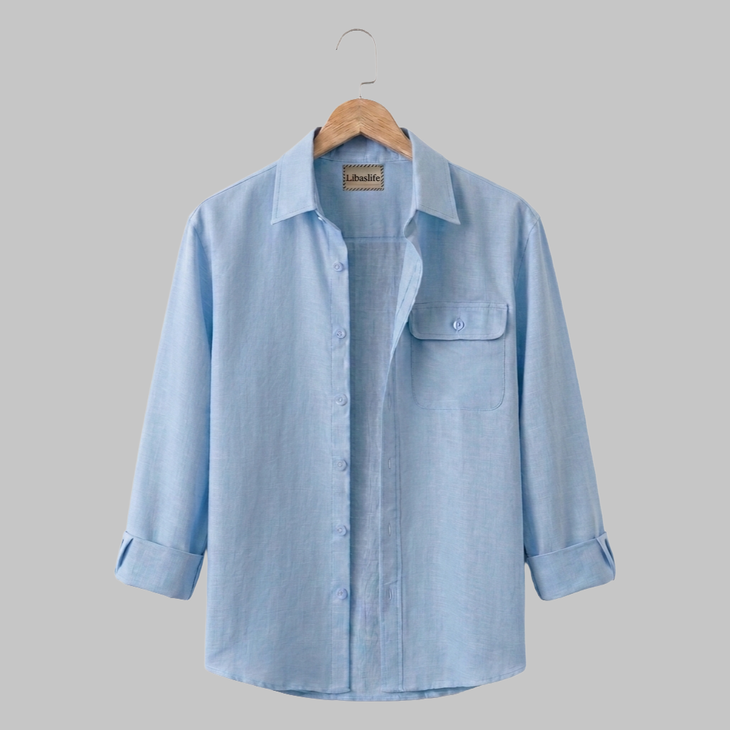 Single Pocket Casual Shirt -Light Sky Blue