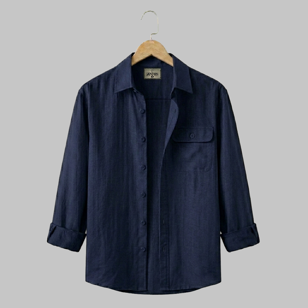Single Pocket Casual Shirt - Navy