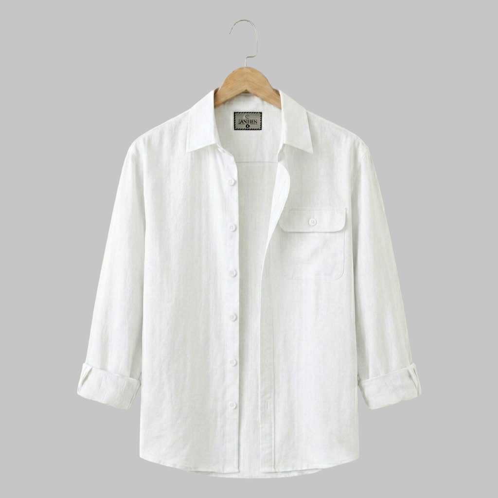 Single Pocket Casual Shirt -White
