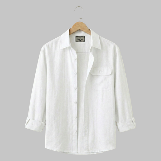 Single Pocket Casual Shirt -White