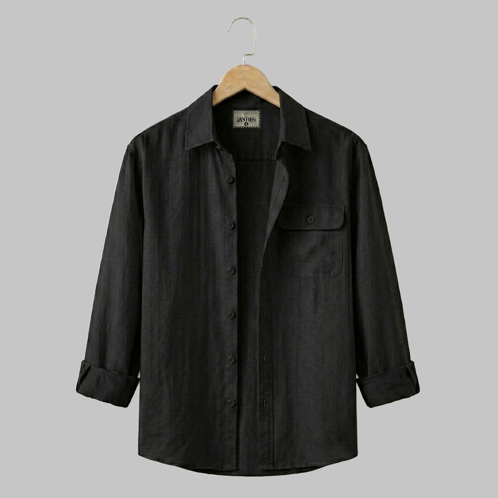 Single Pocket Casual Shirt - Black