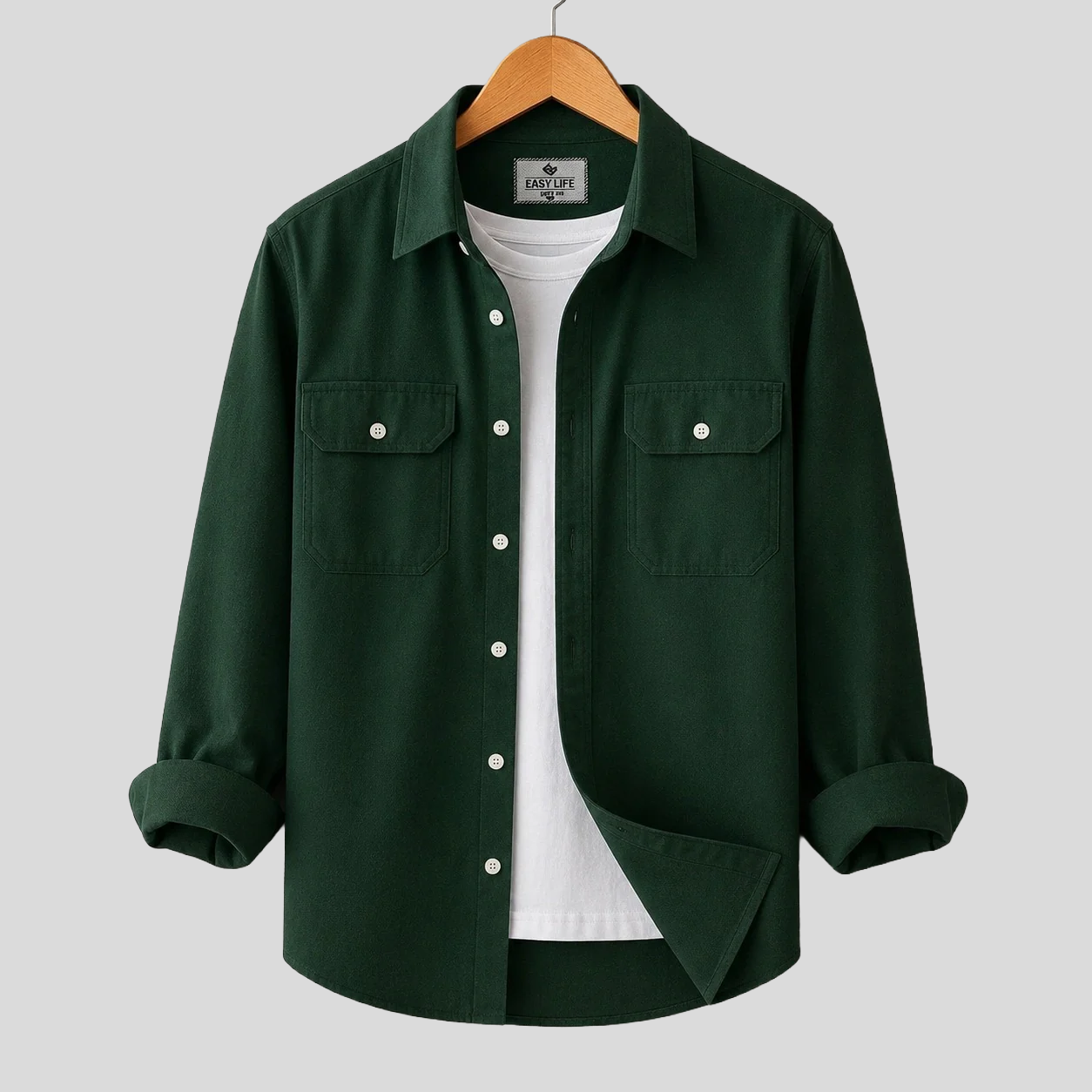 Two Pocket Deep Bottle Green Color Shirt
