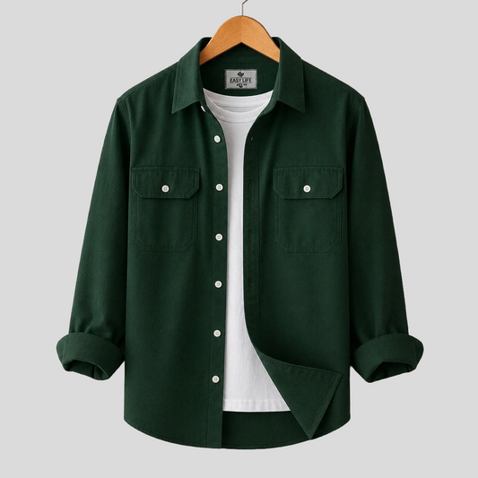 Two Pocket Deep Bottle Green Color Shirt