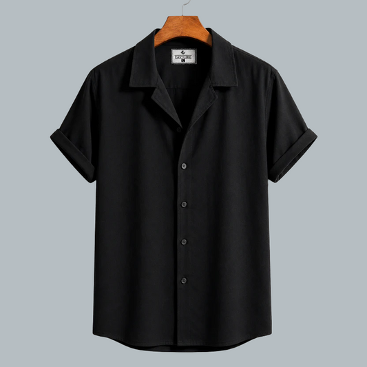 Cuban Half Sleeve Shirt -Black