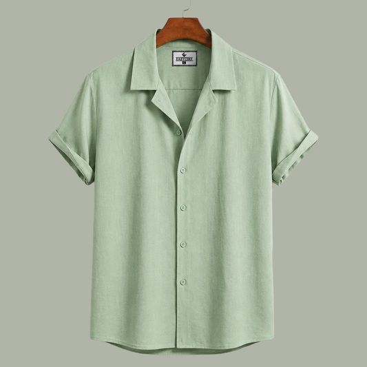 Cuban Half Sleeve Shirt -Sage Green