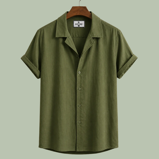 Cuban Half Sleeve Shirt - Olive